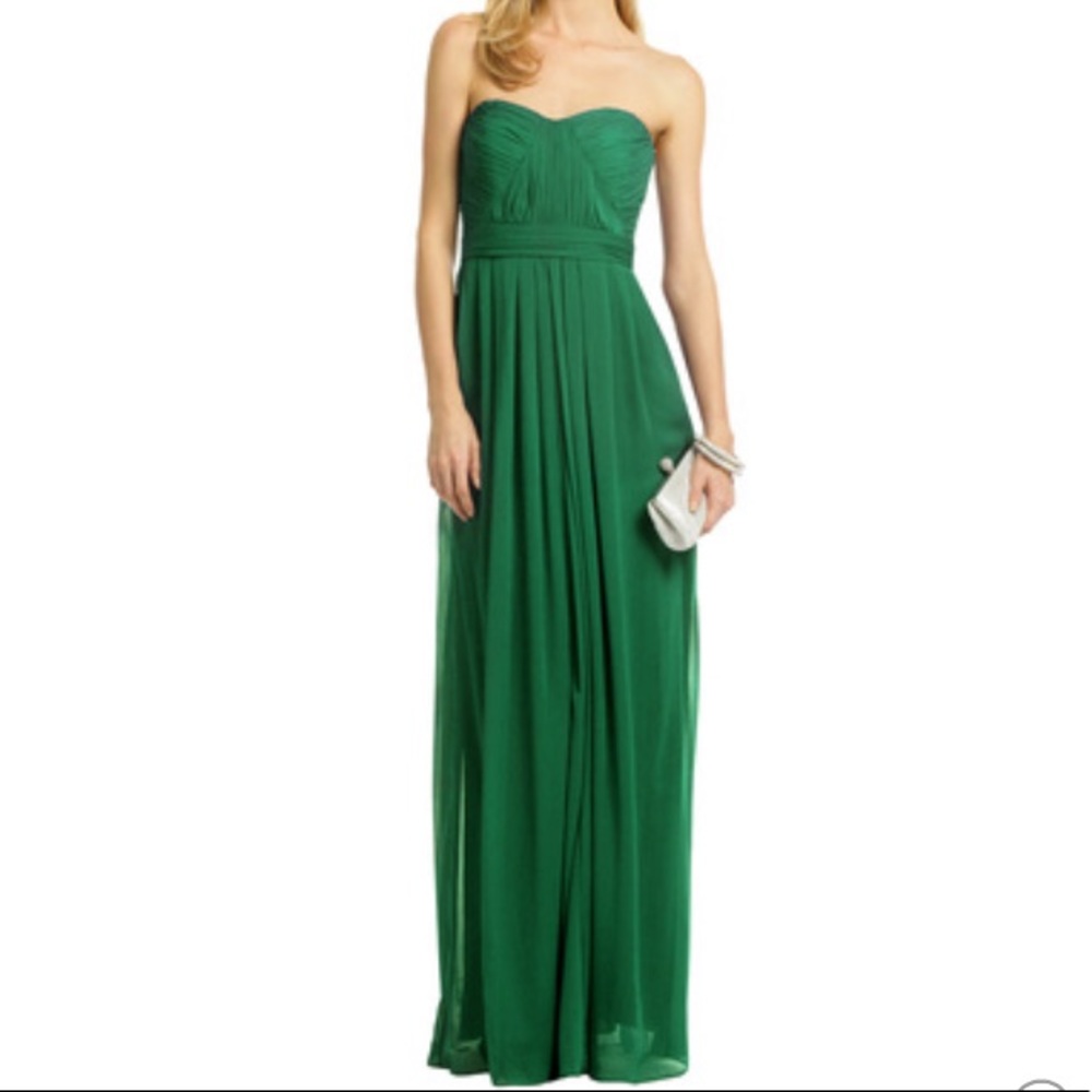 Badgley Mischka Green Faye Chiffon Empire Gown